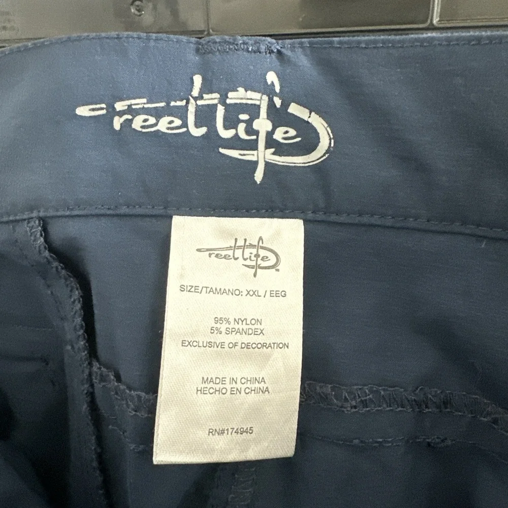 Reel Life Mens XXL Shorts Blue Side long pocket with zipper